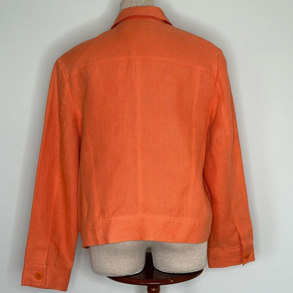 Talbots Women's Irish Linen Button Front Blazer Jacket Orange Size 14 - Picture 4 of 7